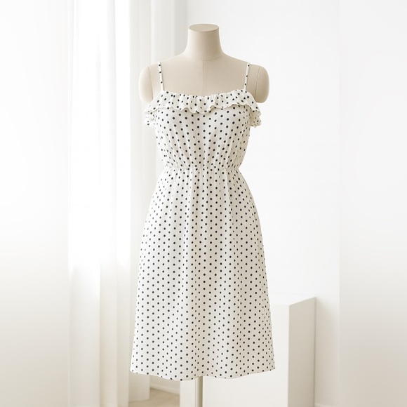 J. Crew Dresses & Skirts - J. Crew Polka Dot Ruffle Spaghetti Strap Fit & Flare Sundress Size 10